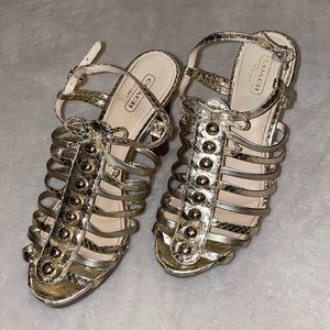 Coach Sarafina Gladiator/Platform Gold Heels